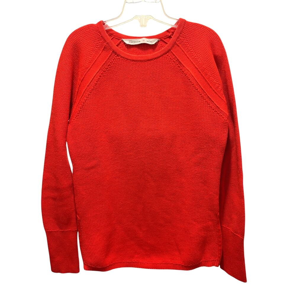 Athleta Red Side Zip Split Hem Textured Knit Swea… - image 2